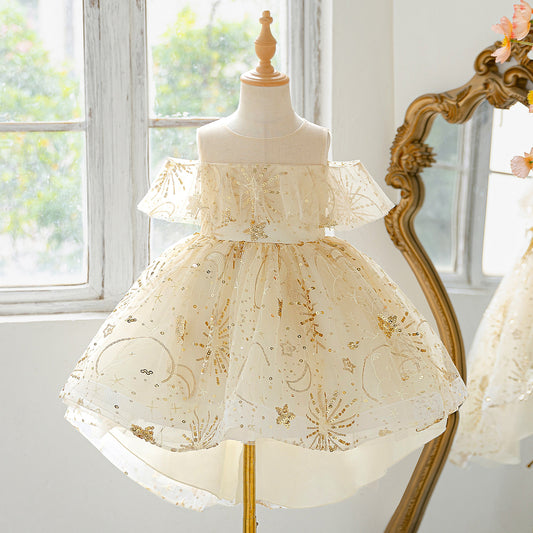 Sequin High-Low Off Shoulder Princess Dress for Girls (Ages 3-10)