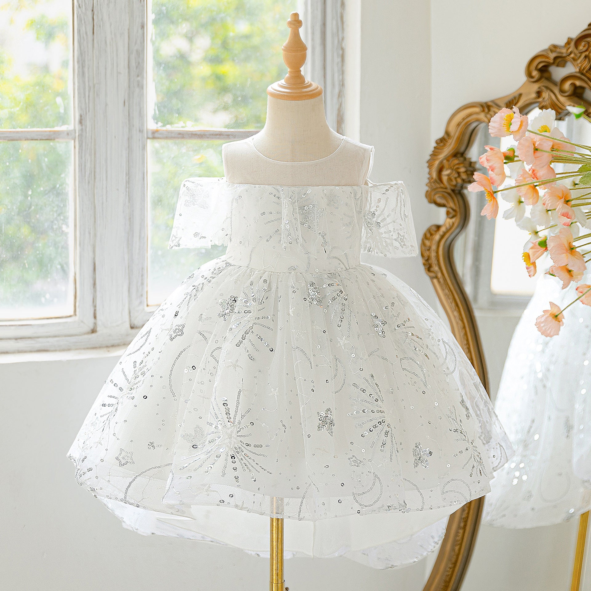 Sequin High-Low Off Shoulder Princess Dress for Girls (Ages 3-10)
