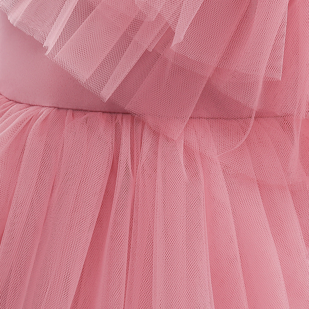 Cute Tiered Tulle A-Line Dress for Girls – Party & Flower Girl Princess Dress