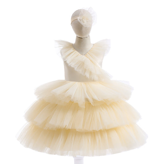 Cute Tiered Tulle A-Line Dress for Girls – Party & Flower Girl Princess Dress
