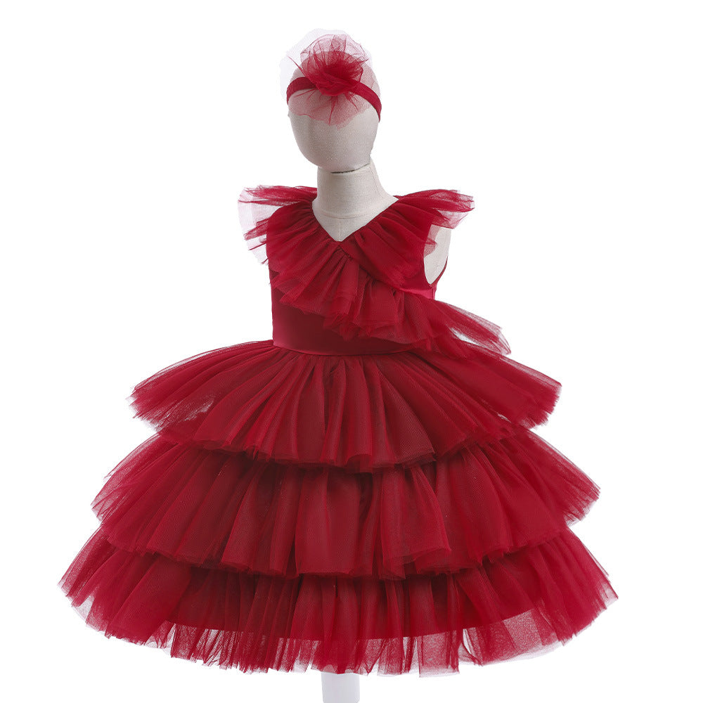 Cute Tiered Tulle A-Line Dress for Girls – Party & Flower Girl Princess Dress