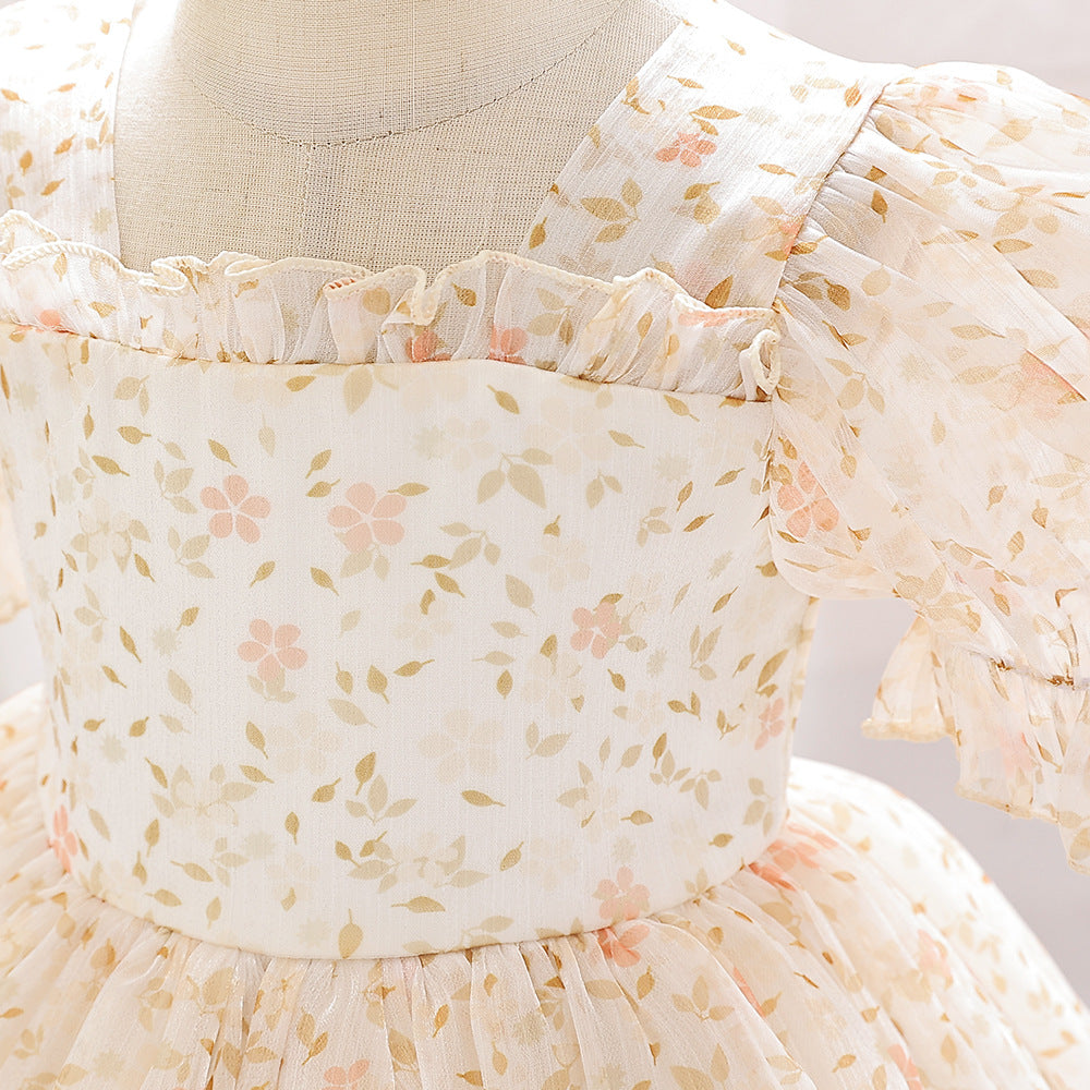 Adorable Yellow Floral Tulle Baby Dress for Parties & Holidays (9-24M)