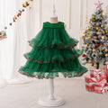 Dark Green Sequin Tiered Tulle Flower Girl Dress
