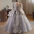 Dusty Blue Sequin Maxi A-line Dress for Girls