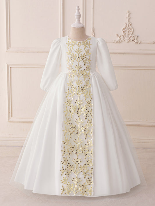 Frocklet A-Line Elegant Embroidered Maxi Tulle Dress for Girls | Special Occasion Formalwear 25