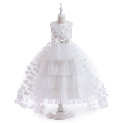 Frocklet Cute Puffy Embroidered Tulle High-Low Ball Gown Dress for Girls | Party & Flower Girl Dress 1