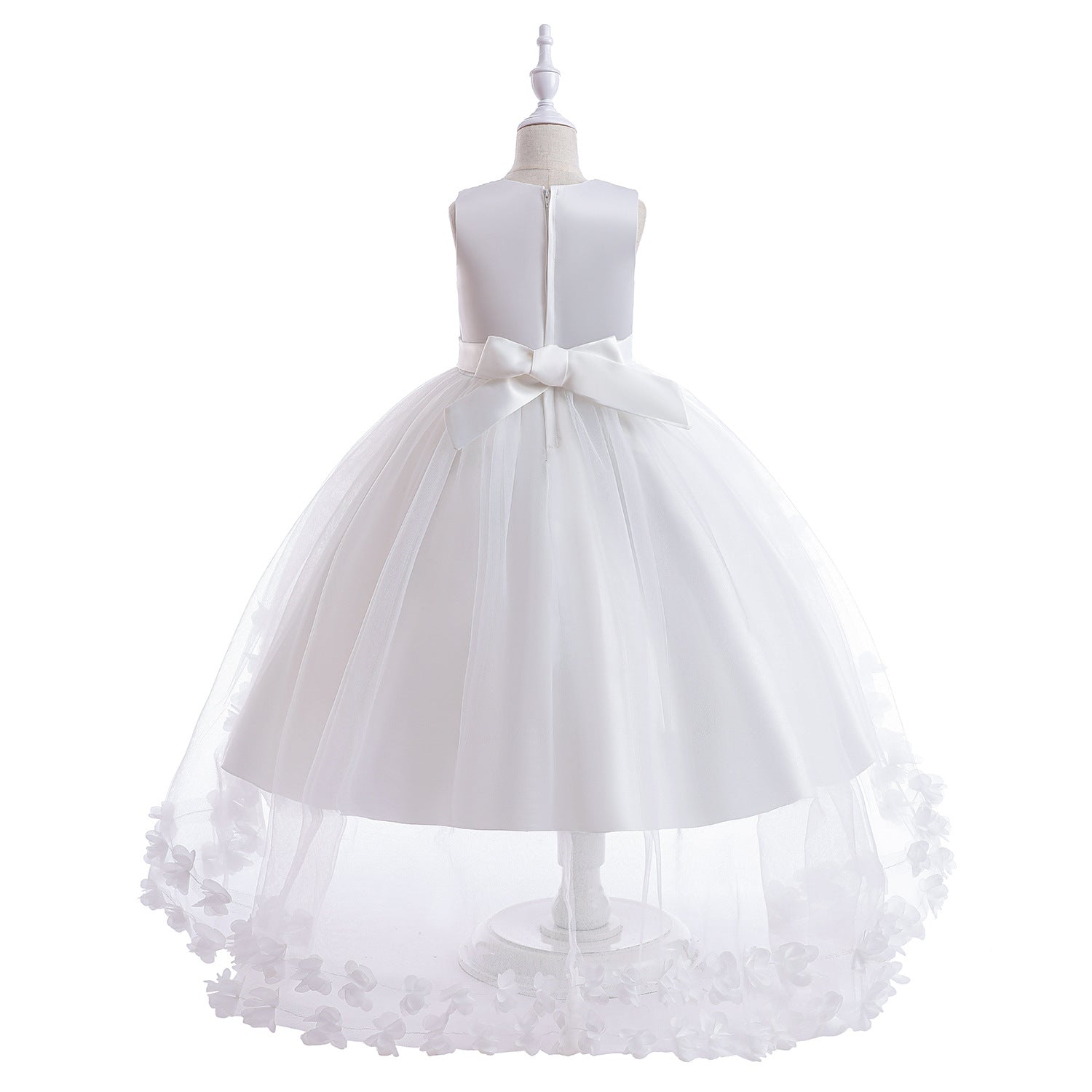 Cute Puffy Embroidered Tulle High-Low Ball Gown Dress for Girls | Party & Flower Girl Dress