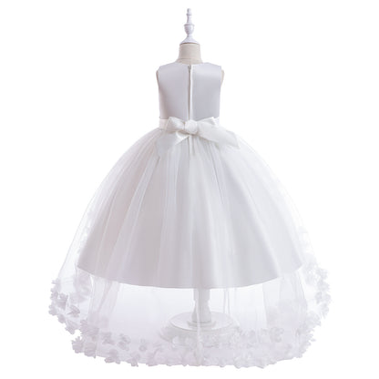 Frocklet Cute Puffy Embroidered Tulle High-Low Ball Gown Dress for Girls | Party & Flower Girl Dress 3
