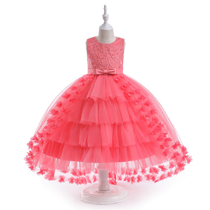 Frocklet Cute Puffy Embroidered Tulle High-Low Ball Gown Dress for Girls | Party & Flower Girl Dress 7
