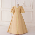 Embroidered Champagne Maxi Dress with Long Sleeves