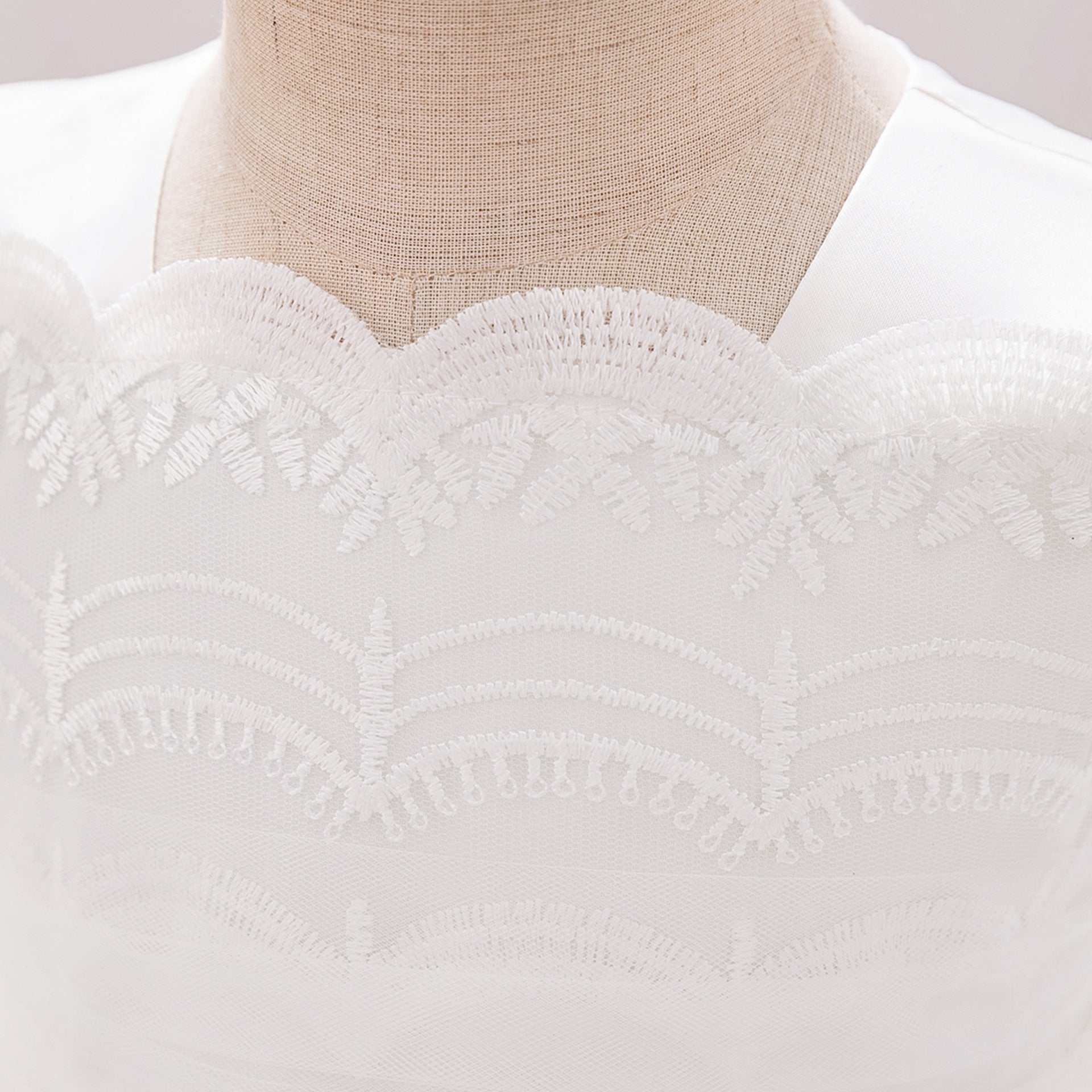 Cute Embroidered Puffy Baby Party Dress in Lace & Tulle - White for 3-24 Months