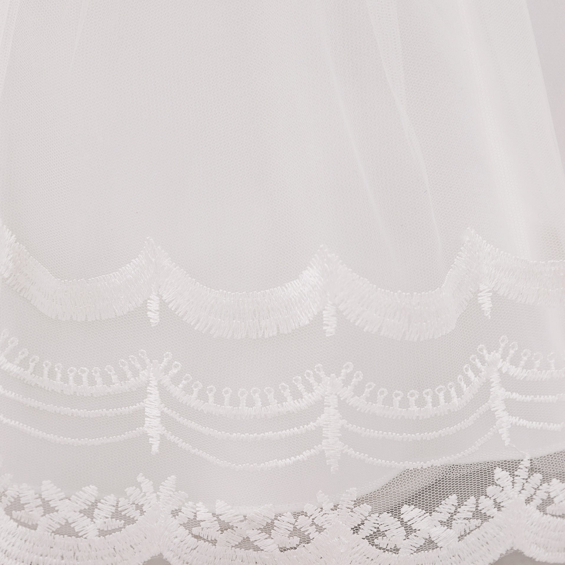 Cute Embroidered Puffy Baby Party Dress in Lace & Tulle - White for 3-24 Months