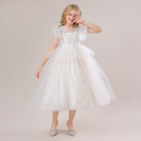 Embroidered Tulle Tiered Princess Dress for Girls – Formal Party & Wedding Wear