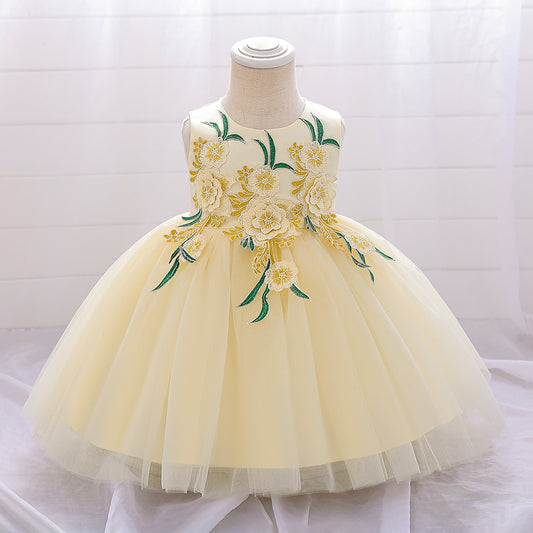 Cute Tulle Embroidered Princess Dress for Baby Girls – Flower Girl & Party Outfit