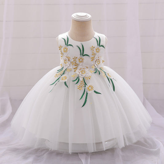 Cute Tulle Embroidered Princess Dress for Baby Girls – Flower Girl & Party Outfit