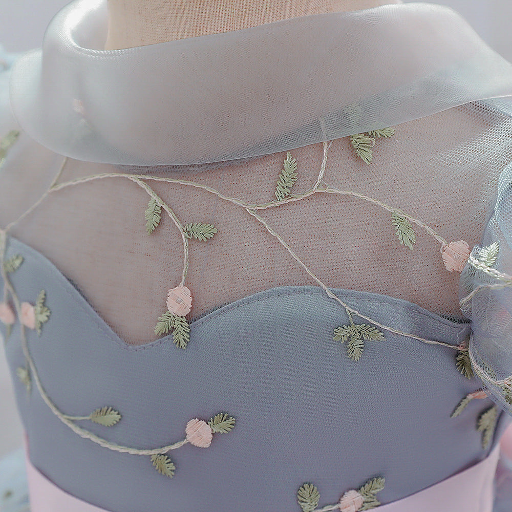 Embroidered Tulle Princess Dress for Girls | Puffy Ball Gown for Parties & Weddings