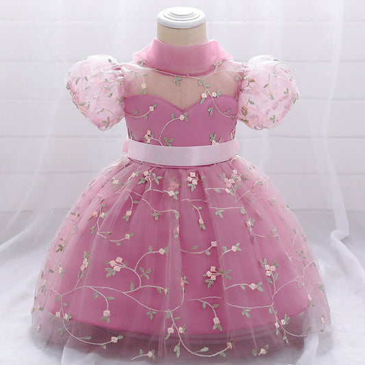 Embroidered Tulle Princess Dress for Girls | Puffy Ball Gown for Parties & Weddings