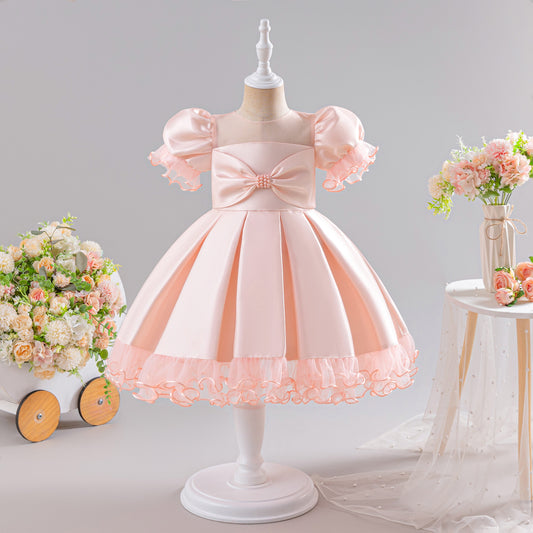 Light Pink Fairy Princess Ball Gown Puffy Sleeve Dress for Girls (Ages 3-10)