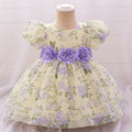 Floral Bow Puffy Princess Dress for Baby Girls