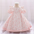 Floral Print A-Line Baby Dress with Puff Sleeves