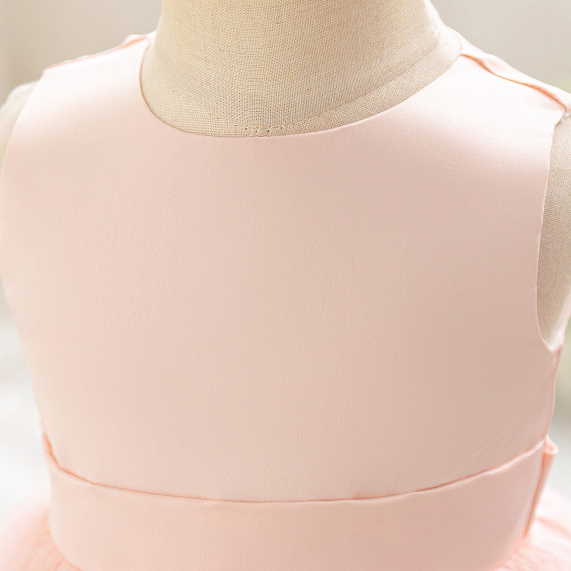 Light Pink Floral Puffy Princess Dress for Girls, Tea-Length Ball Gown