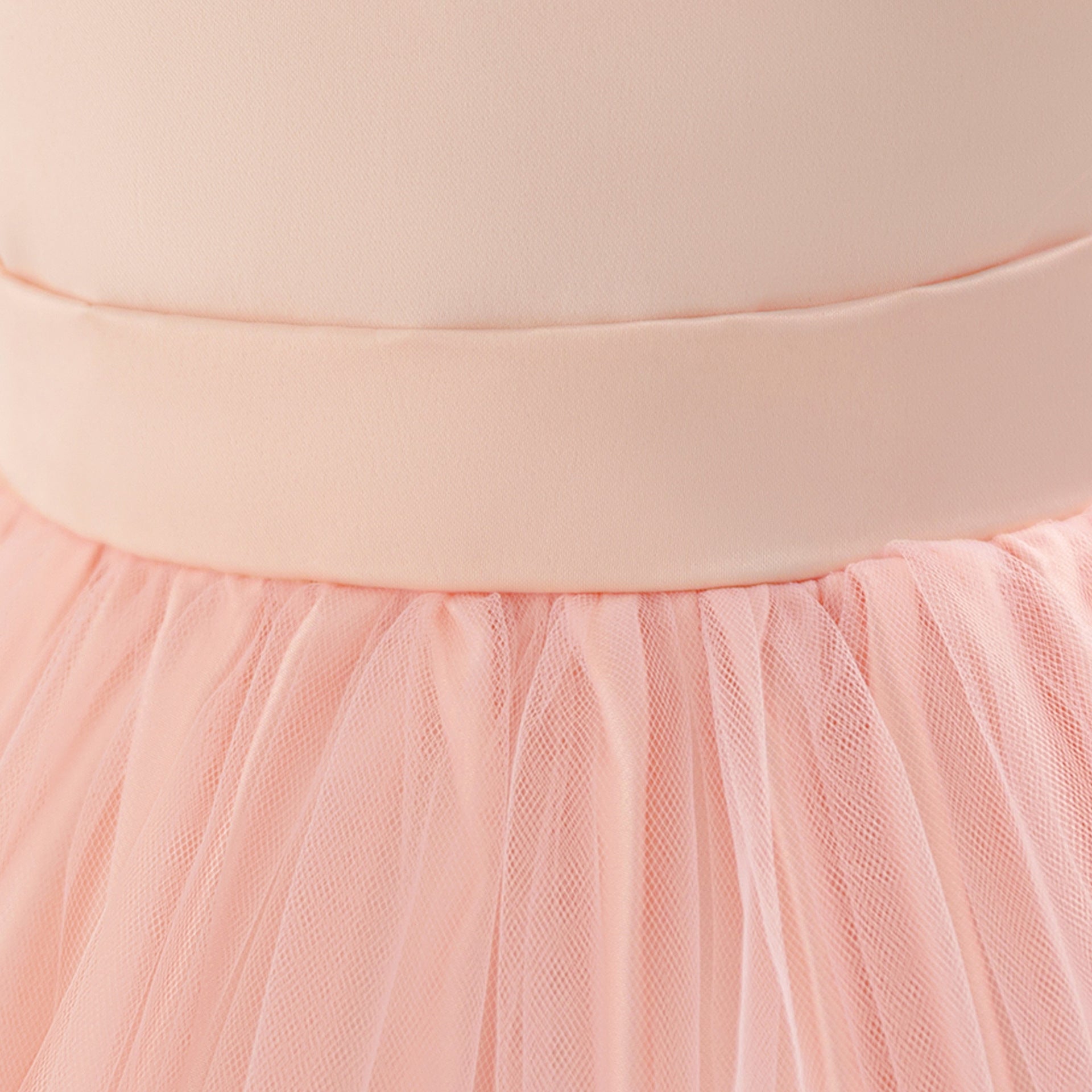 Light Pink Floral Puffy Princess Dress for Girls, Tea-Length Ball Gown