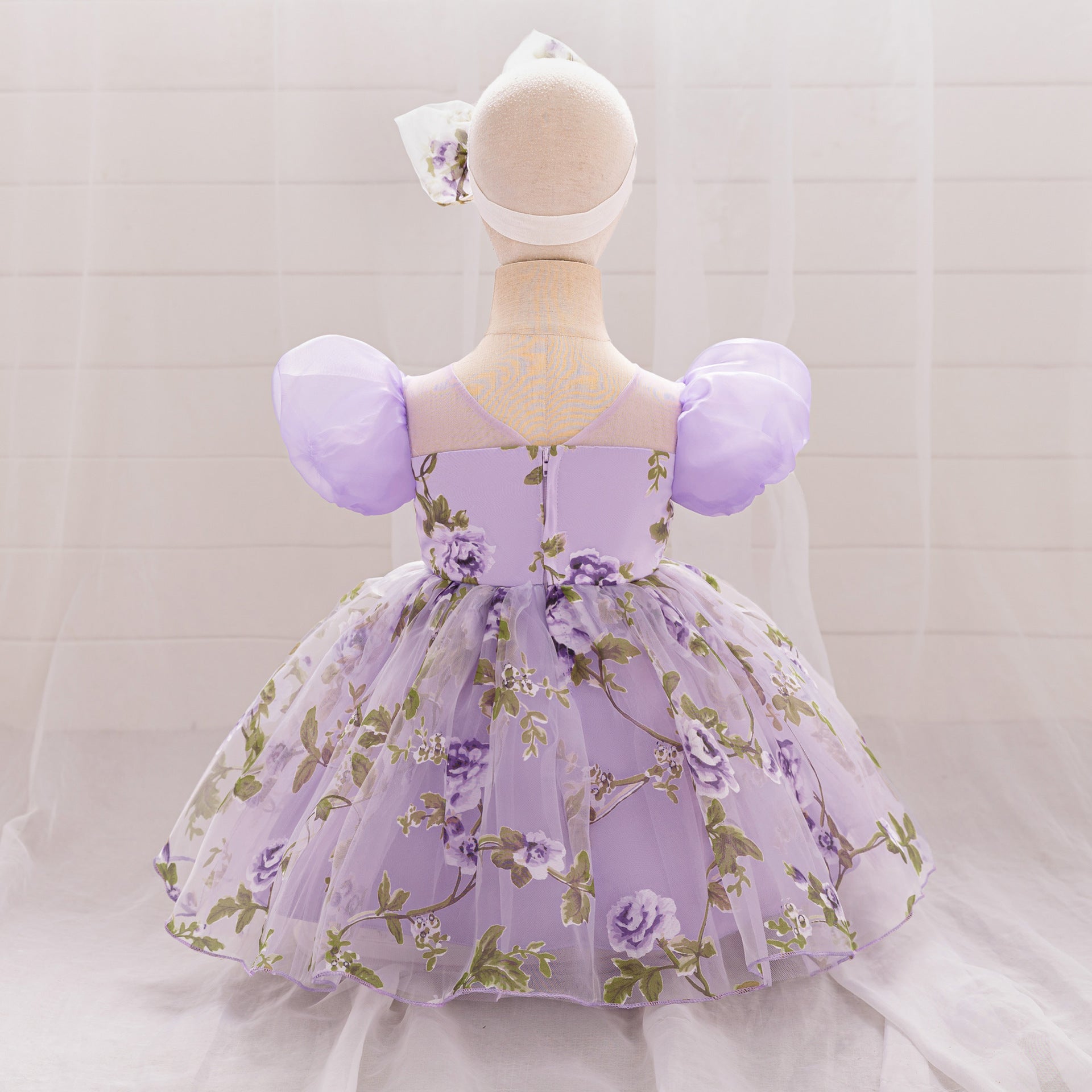 Cute Floral Puff Tulle Princess Dress – Ball Gown for Toddlers and Kids