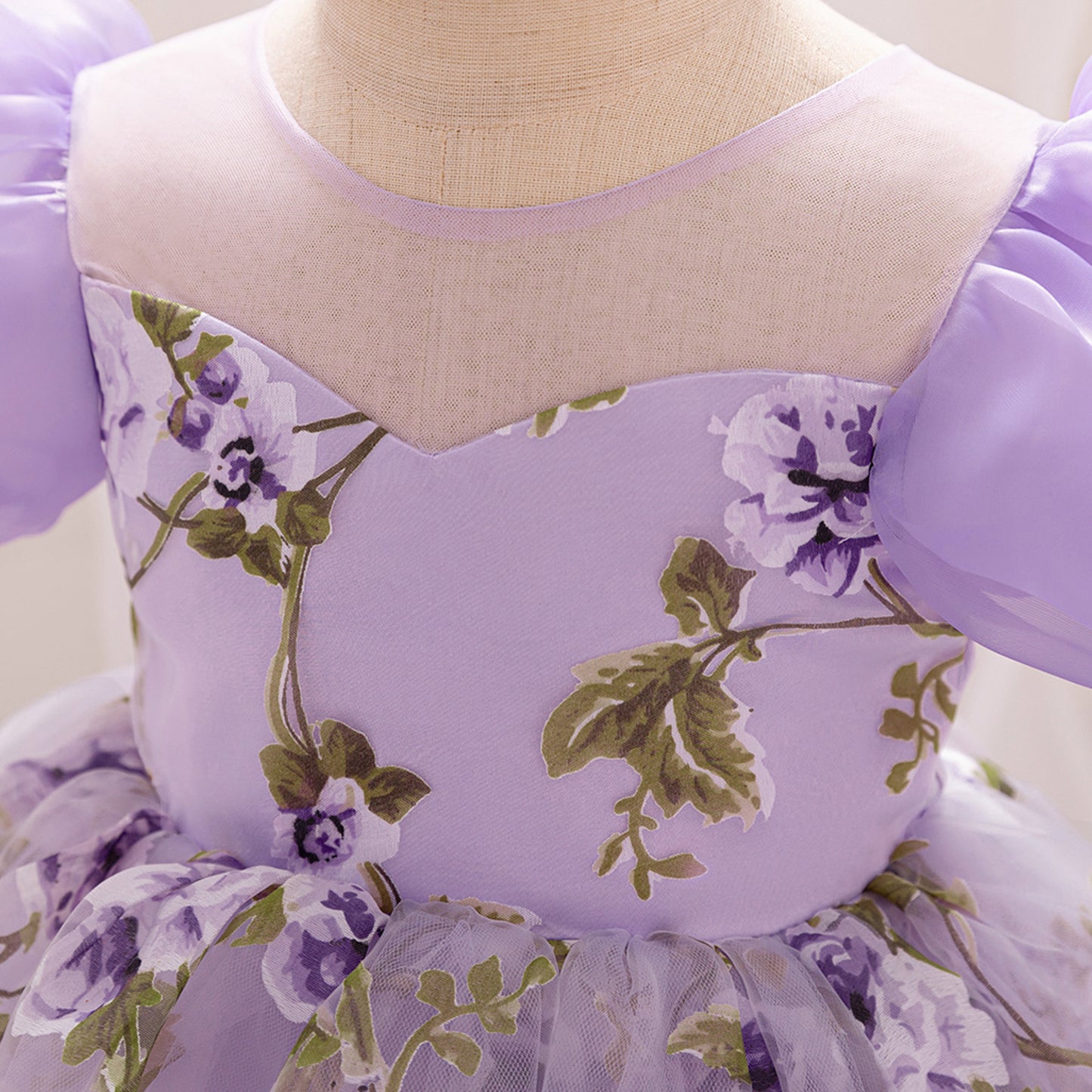 Cute Floral Puff Tulle Princess Dress – Ball Gown for Toddlers and Kids