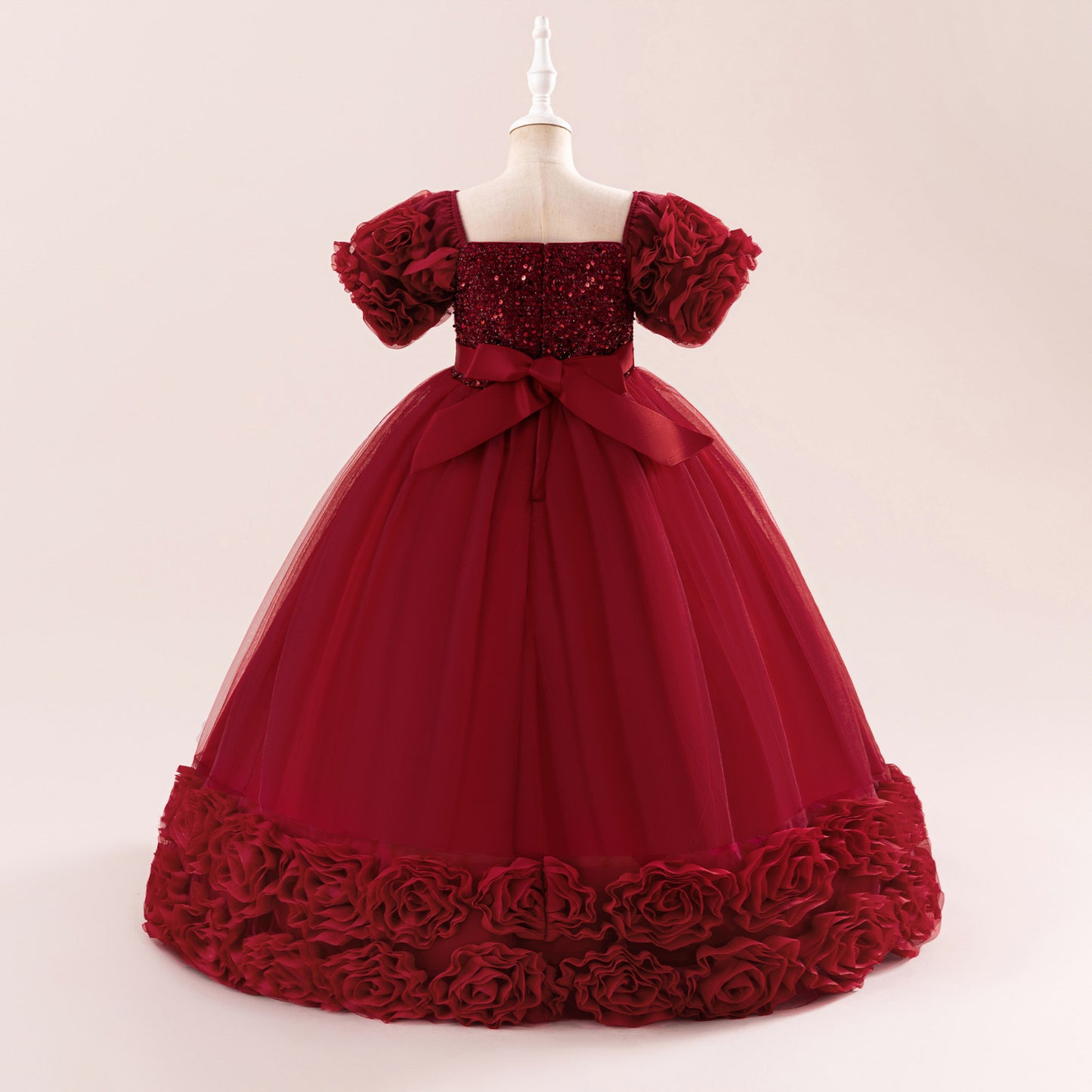 Cute Sequin Tulle Maxi Dress for Girls - Floral A-Line Princess Gown