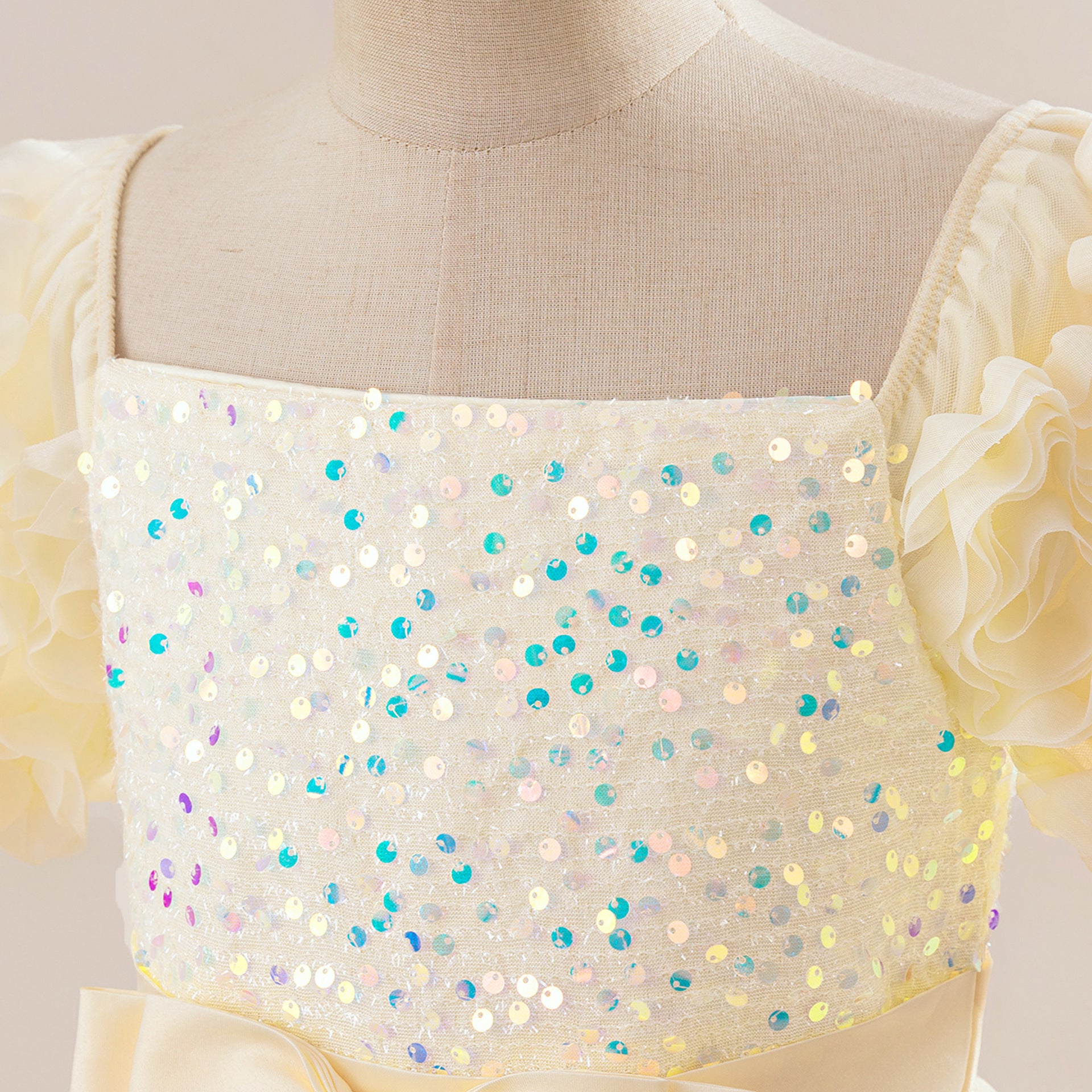 Cute Sequin Tulle Maxi Dress for Girls - Floral A-Line Princess Gown