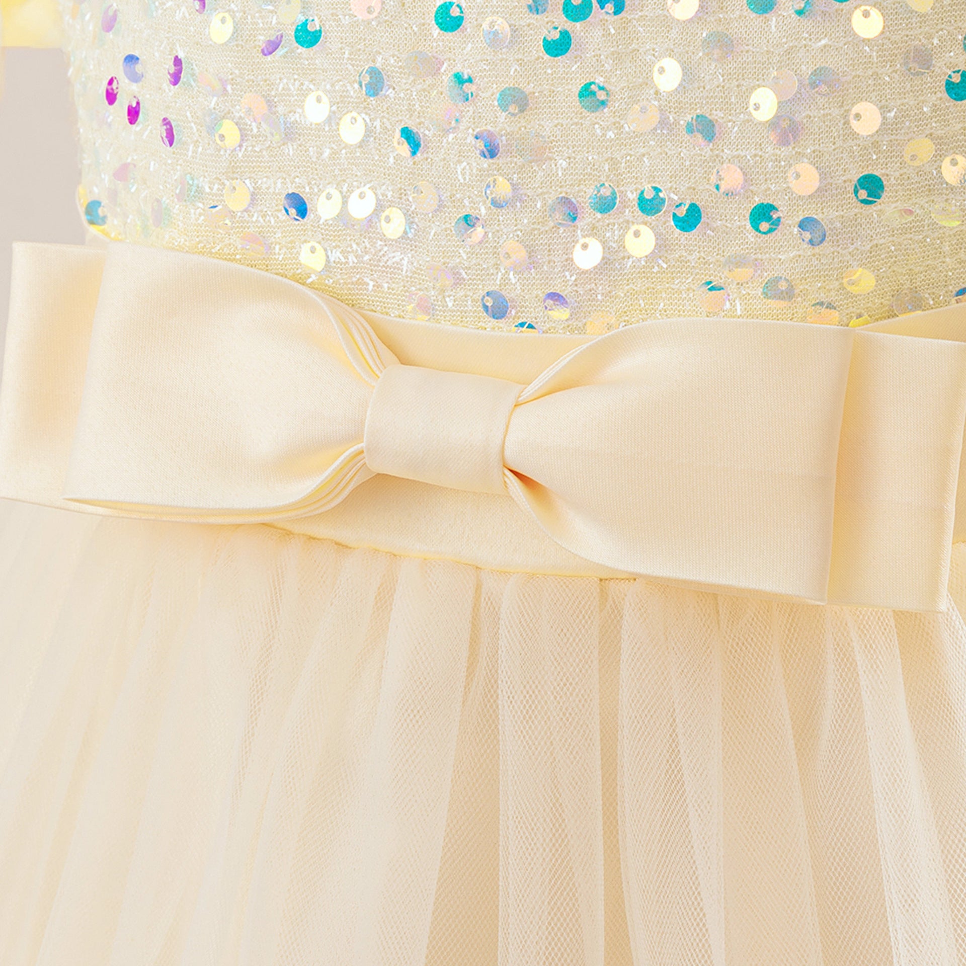 Cute Sequin Tulle Maxi Dress for Girls - Floral A-Line Princess Gown