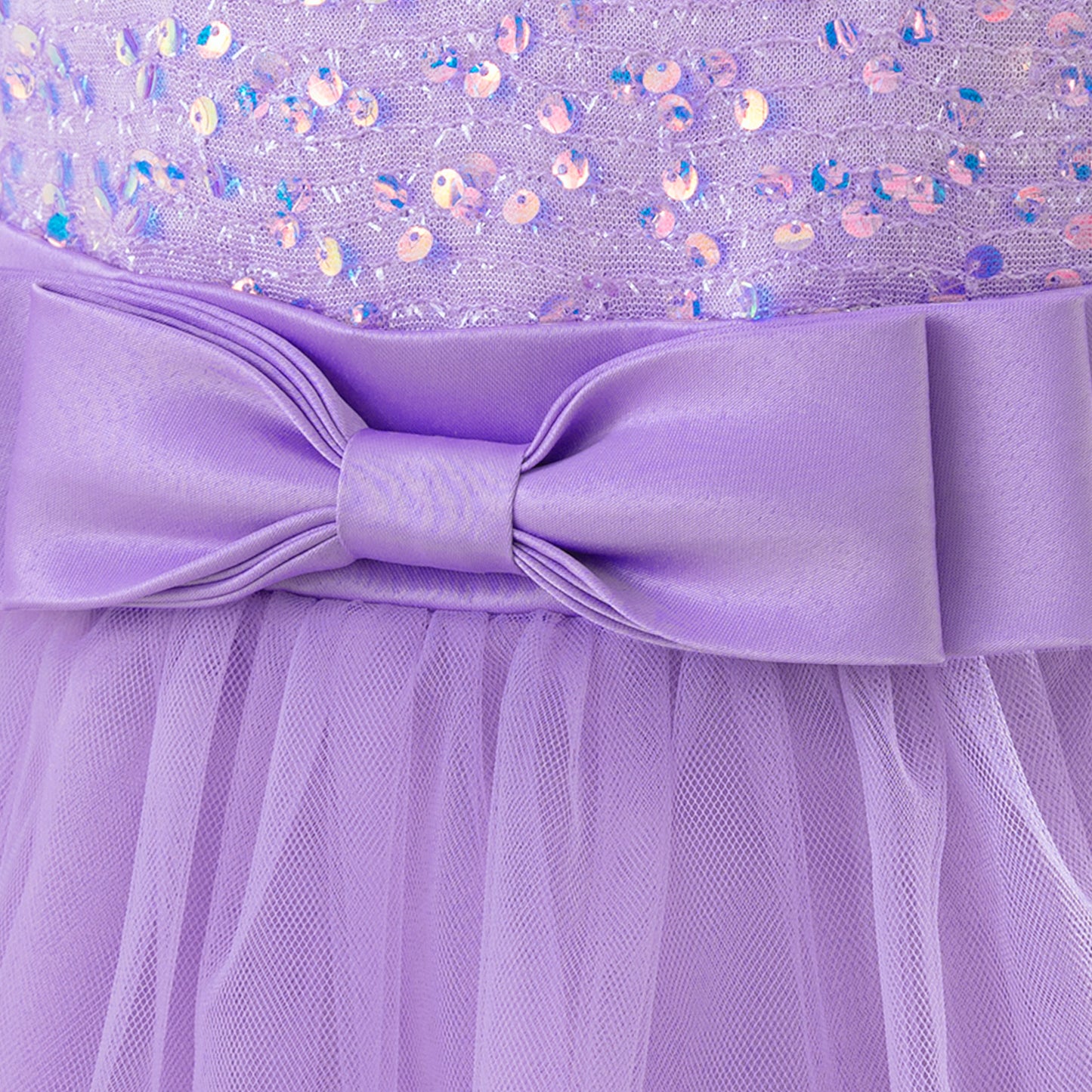 Cute Sequin Tulle Maxi Dress for Girls - Floral A-Line Princess Gown