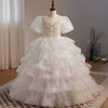 Girls' A-Line Illusion Neck Maxi Mesh Dress with Sequins & Beads