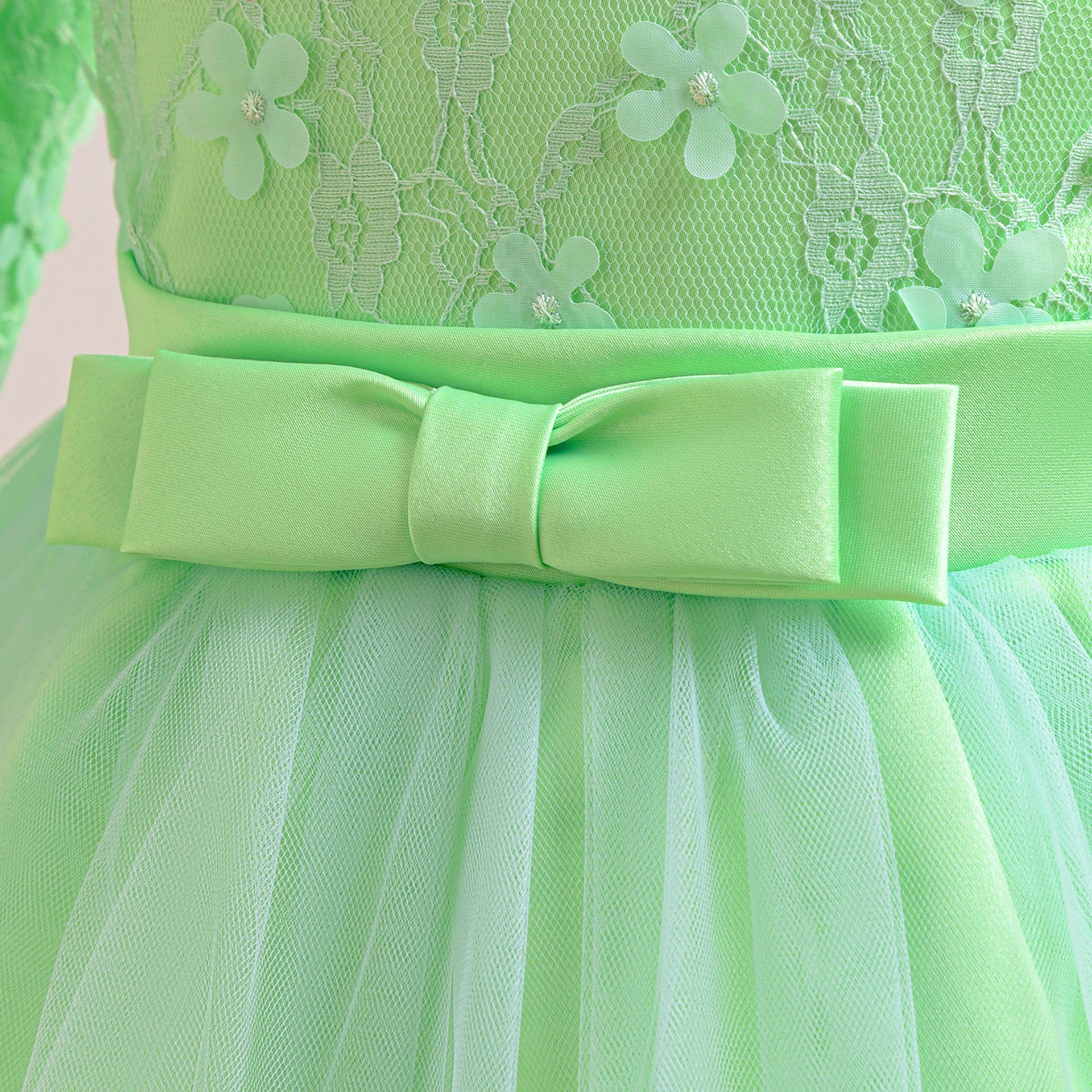 Cute Girls' Maxi A-line Lace Flower Party Dress – Princess Long Sleeve Gown for Special Occasions
