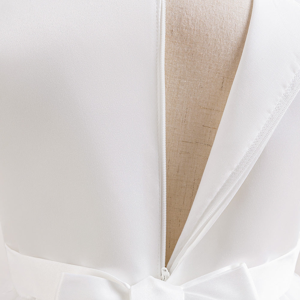 Cute Girls' White A-Line Maxi Dress for Weddings, Parties & Formal Events