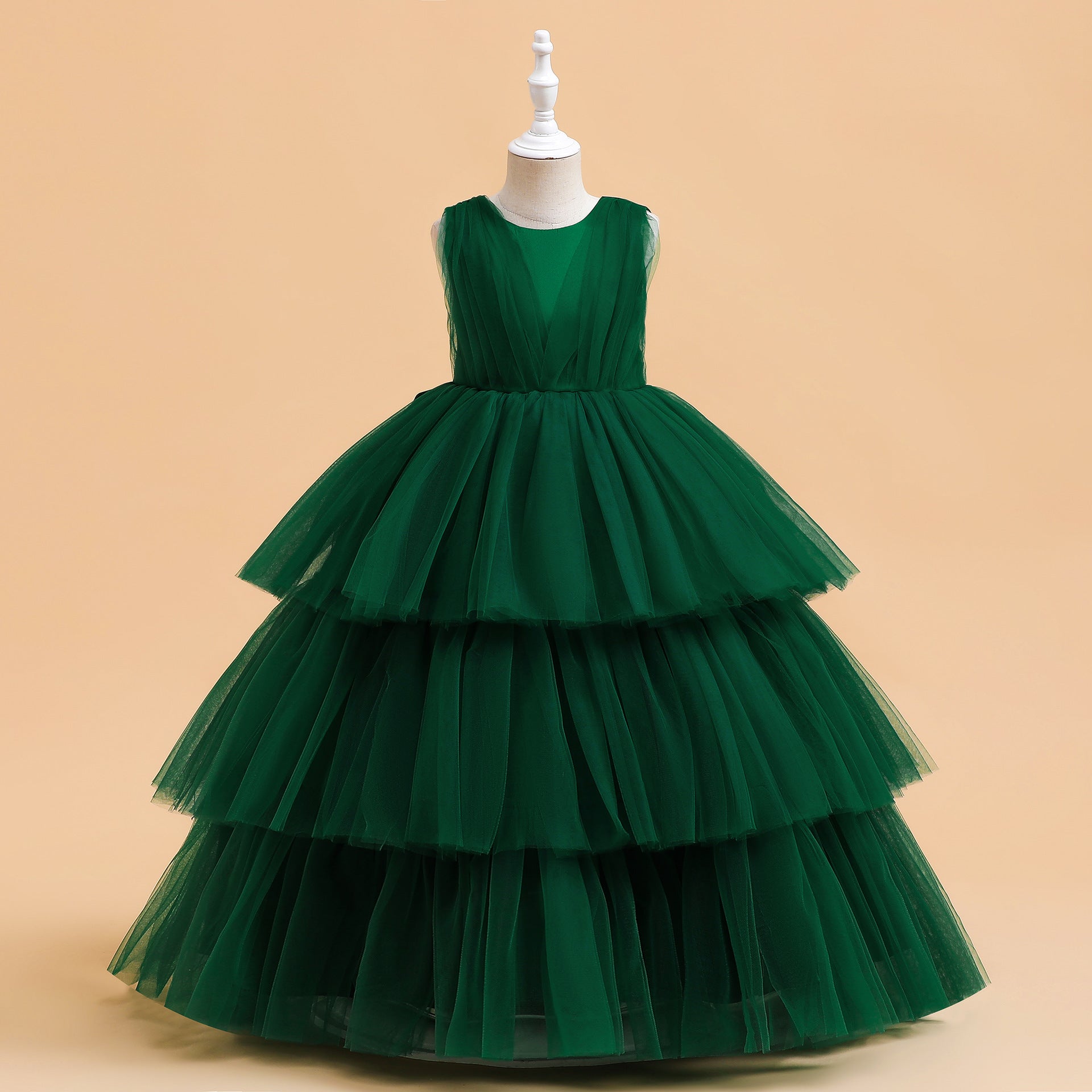 Frocklet Cute A-Line Tulle Maxi Dress for Girls - Tiered Princess Party Gown 14