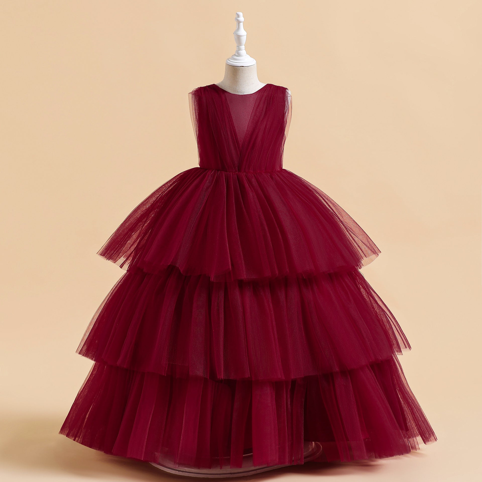Cute A-Line Tulle Maxi Dress for Girls - Tiered Princess Party Gown
