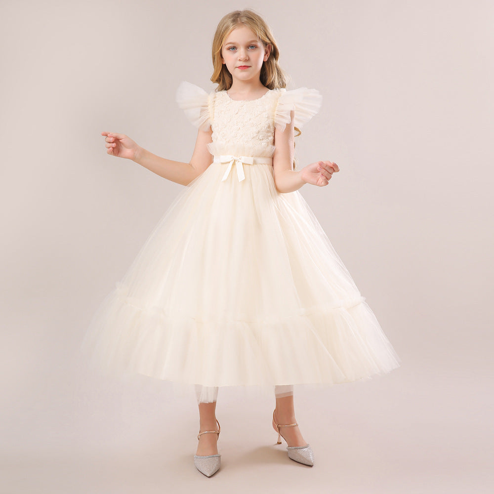 Girls' Tea-Length Tulle Princess Dress for Parties, Weddings & Photoshoots