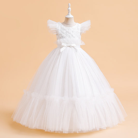 Girls' Tea-Length Tulle Princess Dress for Parties, Weddings & Photoshoots