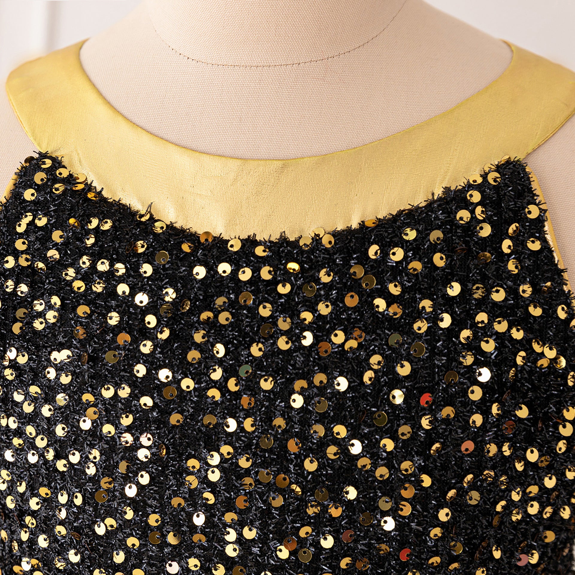 Cute Black Sequin High-Low A-Line Halter Dress for Girls (5-13 Years) | Party & Formal