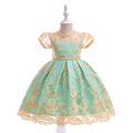 Girls Embroidered Puffy Princess Dress with Bubble Sleeves