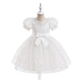 Girls Lace Puffy Ball Gown Dress with Bowknot