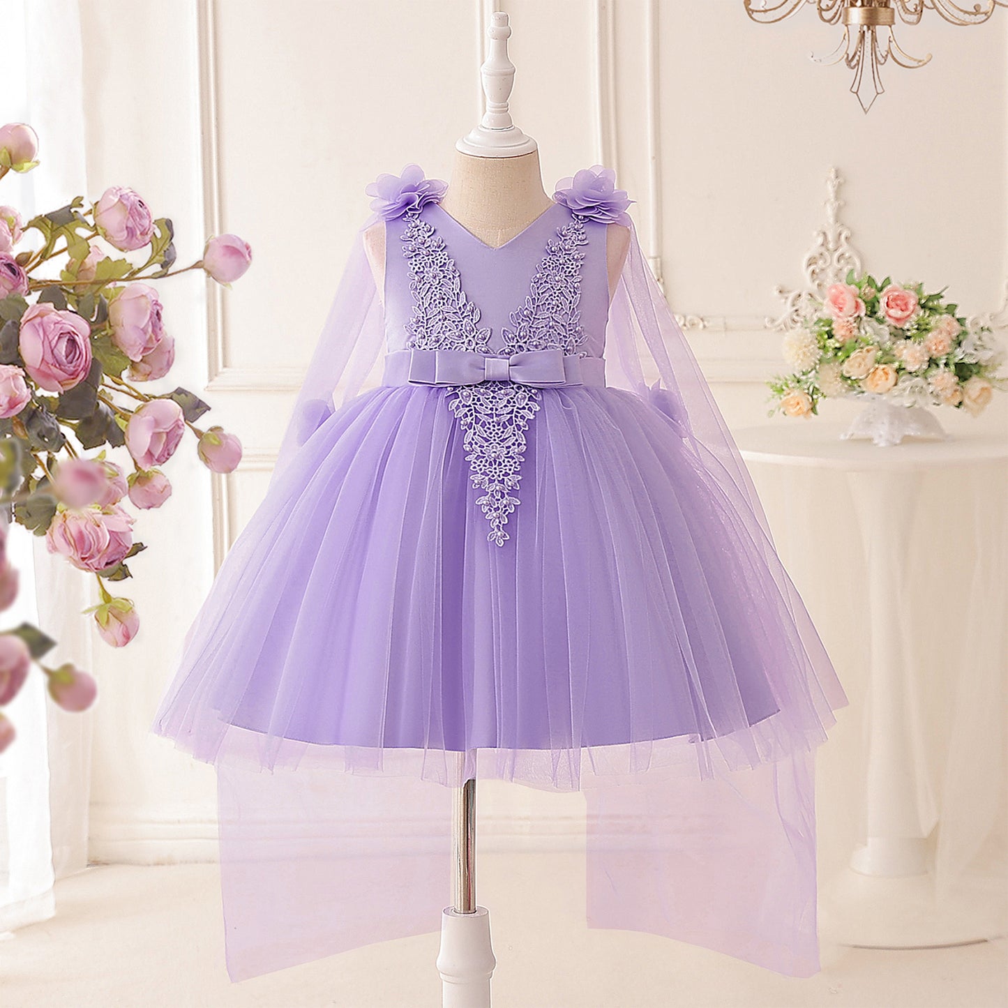 Adorable A-Line Tulle & Lace 3D Flower Girl Dress for Parties & Weddings