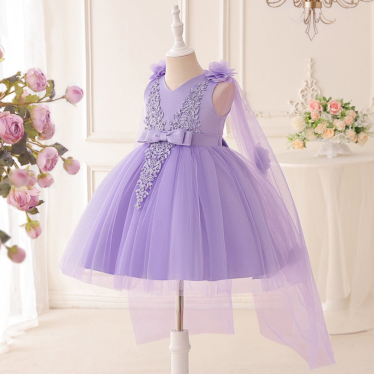 Adorable A-Line Tulle & Lace 3D Flower Girl Dress for Parties & Weddings