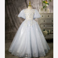Girls' Light Blue Sequin Maxi Princess Dress