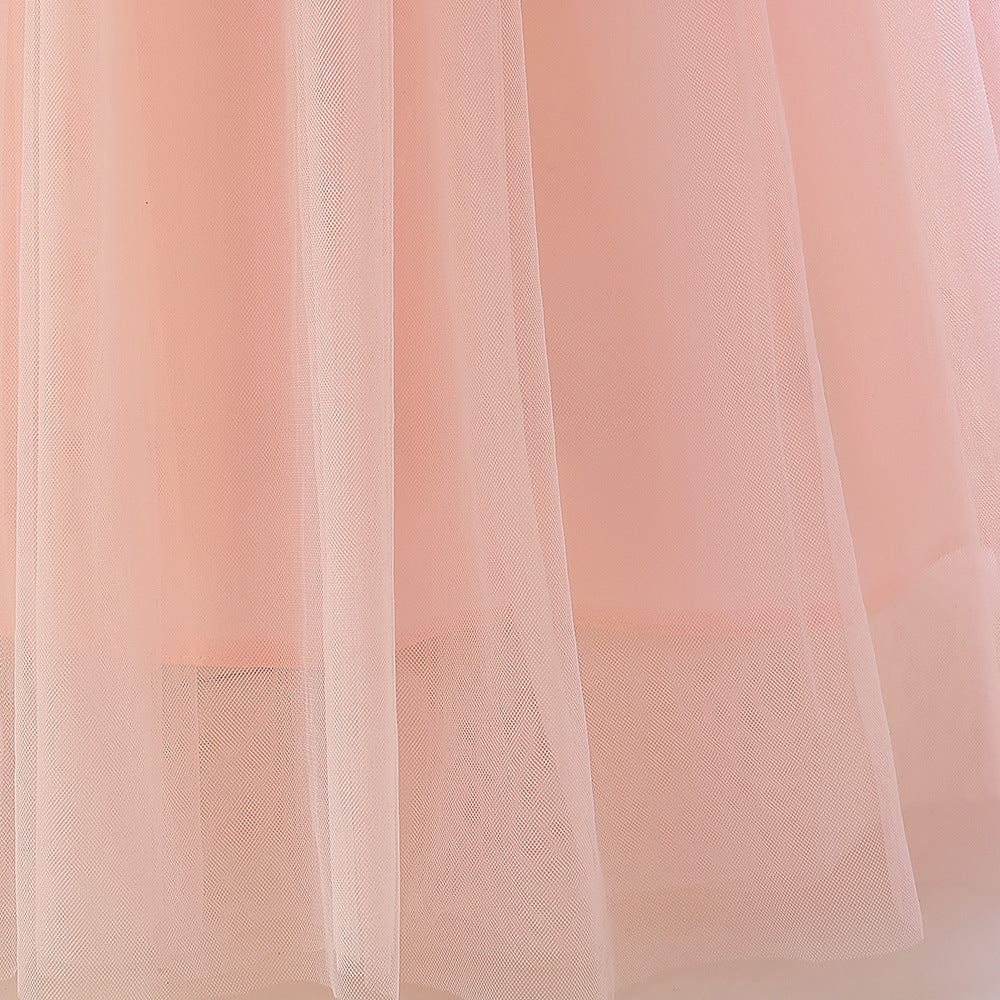 Light Pink Floral A-Line Maxi Dress for Girls - Party & Flower Girl Gown