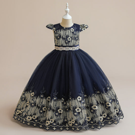 Cute A-Line Maxi Tulle Princess Dress for Girls, Embroidered & Applique, Summer Party & Wedding