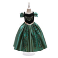 Girls Off-Shoulder Green Princess Ball Gown Dress