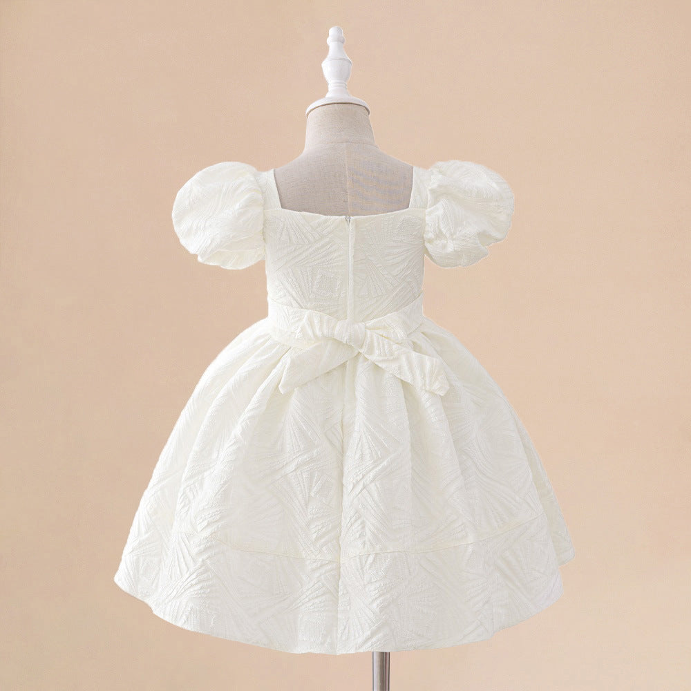 Frocklet Girls' White A-Line Puff Sleeve Princess Dress for Parties & Weddings 3