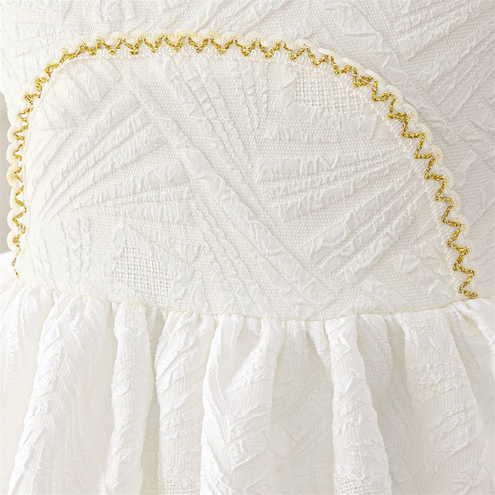 Frocklet Girls' White A-Line Puff Sleeve Princess Dress for Parties & Weddings 6